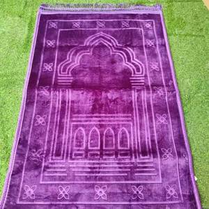 Alfombra Raschel con relieve floral de 80*120 cm, suave y gruesa, alfombra de oración musulmana de color sólido para el hogar, pícnic y camping. - Product Image 5