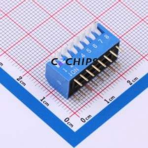 DP-8-B-T DIP Switch Through hole Component (THT),P=2.54mm Switch Piano Key Single Pole Single Throw 8 2.54mm - Product Image 1