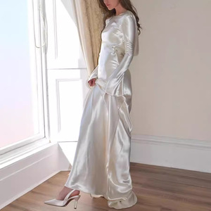 Abito sexy da donna Bdbh, stile europeo e americano, slim fit, scollato, tinta unita, girocollo - Product Image 1