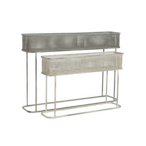 LOT de 2 POTS DE FLEURS EN MÉTAL 100X22X70 GRIS ANCIEN - Product Image 4