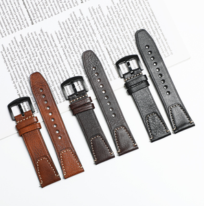 สายหนังแท้คุณภาพสูงขนาด 18 มม. 20 มม. 22 มม. สไตล์วินเทจ พร้อมหัวเข็มขัดสแตนเลส สำหรับนาฬิกา Samsung Galaxy Apple HUAWEI - Product Image 1
