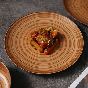 WEIYE NEW Porcelain Matte Dish Bowl Plate Household Hotel Supplies Wood Feature Ceramic Dinnerware Set With Gift Box