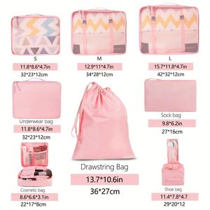 Multifunction 8pcs/set Travel Packing Cube Luggage Organiser Compression <b>Suitcase</b> Essential Bag - Product Image 2