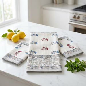 Ensemble de serviettes de bain en coton gaufré de qualité supérieure, serviettes de bain douces et absorbantes à imprimé floral, serviettes de bain décoratives à séchage rapide - Product Image 3