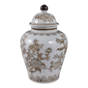 Vaso Decorativo in Ceramica Stile Chinoiserie con Coperchio per Arredamento Casa, Soggiorno e Ufficio - Product Image 3