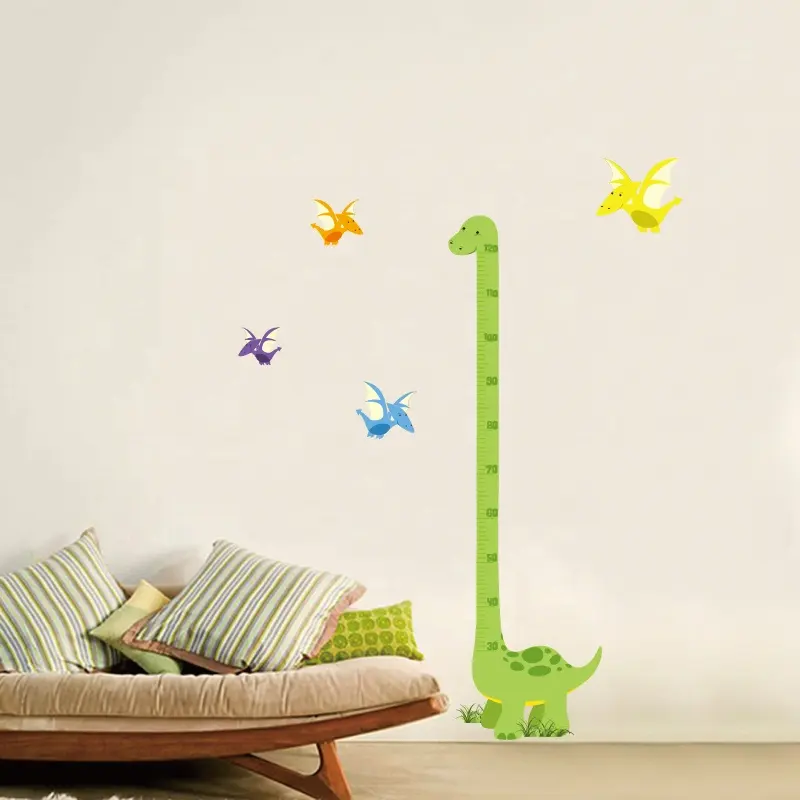 Altura régua parede adesivo Dinossauro Animal Dos Desenhos Animados Decalque Adesivo De Vinil Adesivo Personalizado para Criança Kids Room PVC decalques