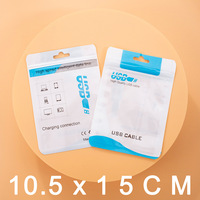 Sac d'emballage durable pour câble de données USB, à soufflet inférieur, semi-transparent, auto-scellant, pour câble de charge universel, imprimé en couleur