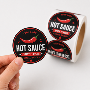 Custom Printing Roll Waterproof Vinyl Adhesive Seasoning Sauce Label Circle Round Brand Logo Sticker for Food Packaging - Product Image 3