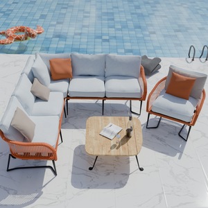 <span class=keywords><strong>Mesa</strong></span> <span class=keywords><strong>Plegable</strong></span> para Acampar al Aire Libre con Sofá de Mimbre Sintético y Estructura de Hierro, Diseño Moderno y Simple, Cojines para Jardín, Patio o <span class=keywords><strong>Terraza</strong></span> - Product Image 4