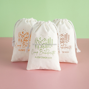 Small Custom Logo Printed Cotton Linen Pouch White Gift Garniture for Jewelry for Cosmetic <b>Makeup</b> and Packaging - Product Image 3
