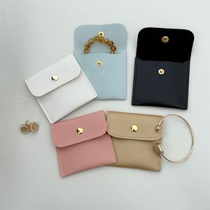 New Style PU Leather Pouch 8x8cm Square Button <b>Bag</b> Earring Luxury Gift Jewelry Packaging Custom Logo for Accessories Storage - Product Image 5