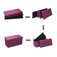 Banc de rangement en velours Bailey siège long tabouret pliable pouf peu encombrant à la maison avec grande capacité