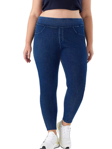 Jeggings pour femmes à taille mi-haute avec poches, extensibles, décontractés, doux, grandes tailles, en jean denim, personnalisables OEM - Product Image 6