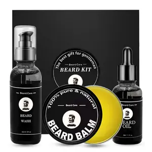 Aceite de crecimiento de barba orgánico natural personalizado, spray de etiqueta privada, acondicionador de champú, kit de crecimiento de cuidado de lavado de barba