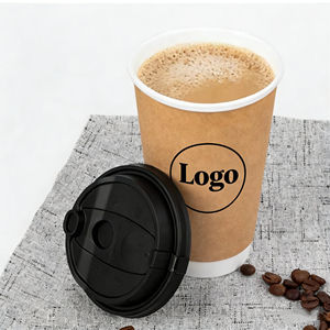 Tendencia Actual: Vasos de Papel Kraft Biodegradables y Ecológicos de Doble Pared con Tapas para Vino, Personalizables con Logotipo, en Tamaños de 8oz, 10oz, 12oz y 16oz - Product Image 1