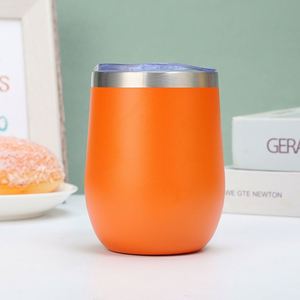 Vaso de Oficina de Acero Inoxidable con Aislamiento al Vacío de Doble Pared, Recubrimiento en Polvo, Forma de Huevo, 12 oz, con Tapa Deslizante para Café, Vino y Hogar, Gran Venta - Product Image 1
