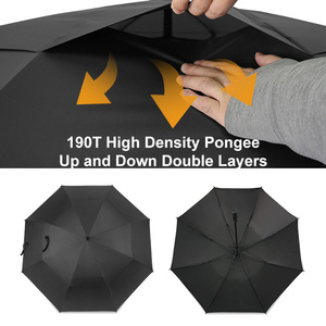Parapluie de golf personnalisé abordable, à ouverture automatique, grand format, double couche, avec structure en fibre de verre, résistant au vent fort et à la pluie, idéal pour les cadeaux d'entreprise. - Product Image 3
