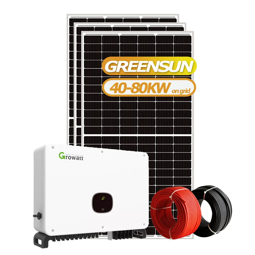 Sistema de energía Solar de 100kW, 80kW, 50kW, 40kW, 30kW, sistema de energía Solar en red Growatt