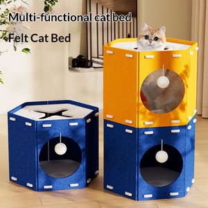 Cama para Gatos Multifuncional Transfronteriza, Rascador, Uso en Cuatro Estaciones, Diseño de Dos Capas, Sin Migas, Material de Fieltro para Dormir - Product Image 5