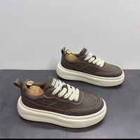 Baskets montantes marron pour hommes, style décontracté, à lacets, confortables pour le quotidien, le bureau et la marche