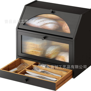 Caja de Pan de Bambú, Contenedor de Almacenamiento con Tapa de Varias Capas, Organizador de Cocina de Madera Maciza con Compartimentos - Product Image 4