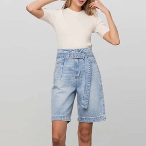 <strong>Women's</strong> High Waist Vintage Summer <strong>Shorts</strong> Loose <strong>Denim</strong> Jeans with Button Decoration Breathable <strong>Knee</strong> <strong>Length</strong> Distressed Wash - Product Image 3