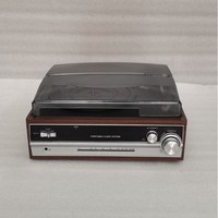 Tourne-disque vintage en bois MDF, directement de l'usine, 3 vitesses, compatible vinyle, cassette, USB, carte SD, Bluetooth, haut-parleur intégré, AUX, RCA