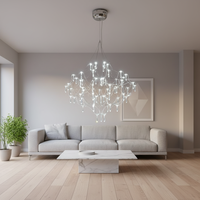 Luminaires suspendus LED en acier inoxydable à haut rendement lumineux Villa Salle à manger Restaurant Lustres de luxe