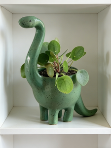 Pot de fleurs suspendu mignon en forme de dinosaures verts, décoration de vase de dessin animé personnalisée pour plantes succulentes - Product Image 5