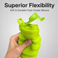 Bouteille d'eau pliable en silicone durable pour la survie, les aventures en plein air, gourde de sport pliable, anti-fuite, tasse de voyage portable