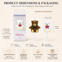 Bougies d'anniversaire en forme d'ours en peluche 3D, design ours brun sculpté pour une décoration de gâteau de fête adorable, OEM ODM personnalisé