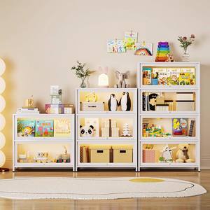 ארון תצוגה פלדה שחורה עם 5 דלתות זכוכית עבור שקיות תכשיטים קוסמטיים אחסון משק הבית - Product Image 4