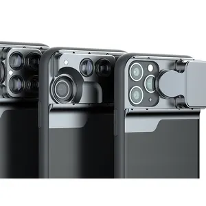 IBOOLO 180 degrés fisheye objectif zoom objectif macro 5 en 1 kit de lentilles pour iPhone 11 PRO /PRO MAX avec étui protecteur