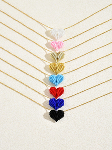 Nuova Collana 2026 per la Festa della Mamma, Ciondolo a Cuore Rosa in Acciaio Inox Intrecciato a Mano con Perline Miyuki - Product Image 2
