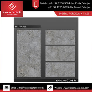 กํามะหยี่สีน้ําตาล 600x1200 มม. กระเบื้องปูพื้นพอร์ซเลนสีเข้มการออกแบบใหม่สําหรับวิลล่าขนาดใหญ่ที่หรูหรา - Product Image 3