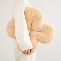 Coussin décoratif en forme de trèfle à quatre feuilles, en peluche courte, rembourré en coton PP, pour canapé et chambre à coucher