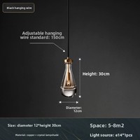 Lustre créatif à tête unique en forme de goutte d'eau, avec redresseur à semi-conducteurs, en fer doré et verre, de luxe, pour escalier et comptoir de bar