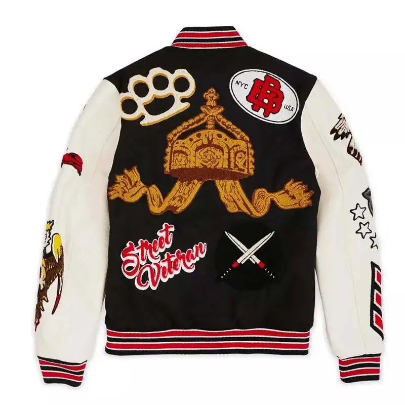 2023 Oem Custom Logo Varsity Jack Met Chenille Patches Chique Borduurwerk Honkbal Letterman Bomberjack