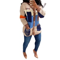 Yeni Vintage Streetwear sonbahar kış sıcak triko kadınlar gevşek uzun cep Patchwork bayan hırka kadın kazak ceket mont