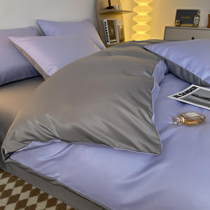 4 Parça Özelleştirilebilir Her Mevsim Buz İpeği Serinletici Yumuşak Yorgan ve Çarşaf & Yastık Kılıfı Seti %100 Pamuk Dokuma Yatak Odası İçin - Product Image 5