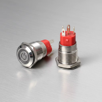 Interrupteur à bouton-poussoir de 22 mm, étanche IP67, éclairé par LED, en métal, à enclenchement momentané, interrupteur industriel pour panneau de commande
