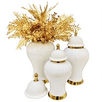 Vase de table en céramique émaillée électroplaquée Art Déco de luxe, fait main, doré, pour mariage, décoration intérieure, ornement, peut contenir de l'eau