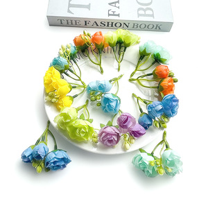 Bouquet de bourgeons de rose simulés 8 cm, décorations de mariage pour épingles à cheveux, coiffes, arrangement de mur floral et couronnes - Product Image 3