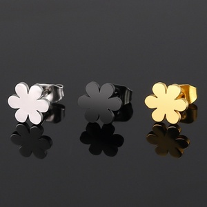 Wholesale Fine Jewelry Earrings Women Custom Shape Flower <b>Stud</b> Earring Gold Plated Stainless Steel Earrings - Product Image 1