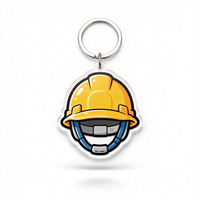 Porte-clés en acrylique personnalisé en forme de casque de chantier, breloque transparente en forme de casque de sécurité de dessin animé, cadeaux promotionnels sur mesure