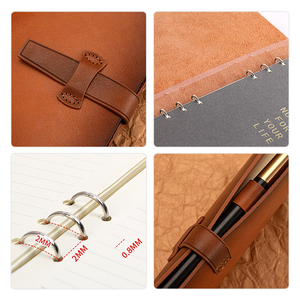 Tùy chỉnh bơm lại cổ điển mềm bì<span class=keywords><strong>a</strong></span> da chính hãng Lưu ý cuốn sách tùy chỉnh Tạp Chí da bò Loose-Leaf A5 A6 máy tính xách tay - Product Image 6