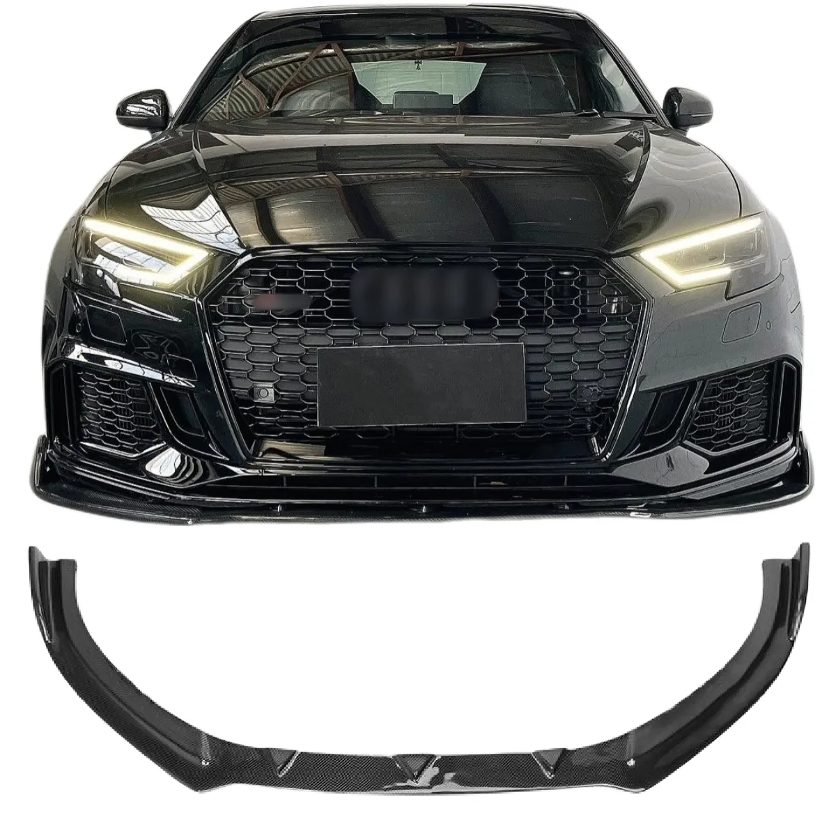 High Quality Accessories Front Chin Lip For Audi A3 S3 RS3 Carbon Fiber Front Bumper Lip Spoiler bodykit 2014-2020 RS Style