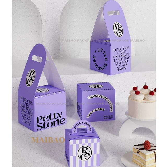 Portable With Transparent Window Custom Size Party Necessity Eco Packing Baking Shopping Box Small Cake Black Pastry Box