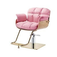 Centre de beauté pour femmes barbier rose chaise de salon équipement de coiffure led éclairé style maquillage salon Mirror Station