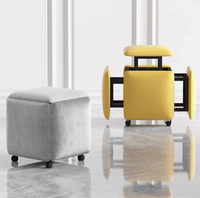 Rubiks Cube Metall-Leder-Hocker - Stapelbar Kombinierbar Fünf-in-Eins Kompaktes Design für Zuhause und Büro Schuhwechsel-Tritthocker
